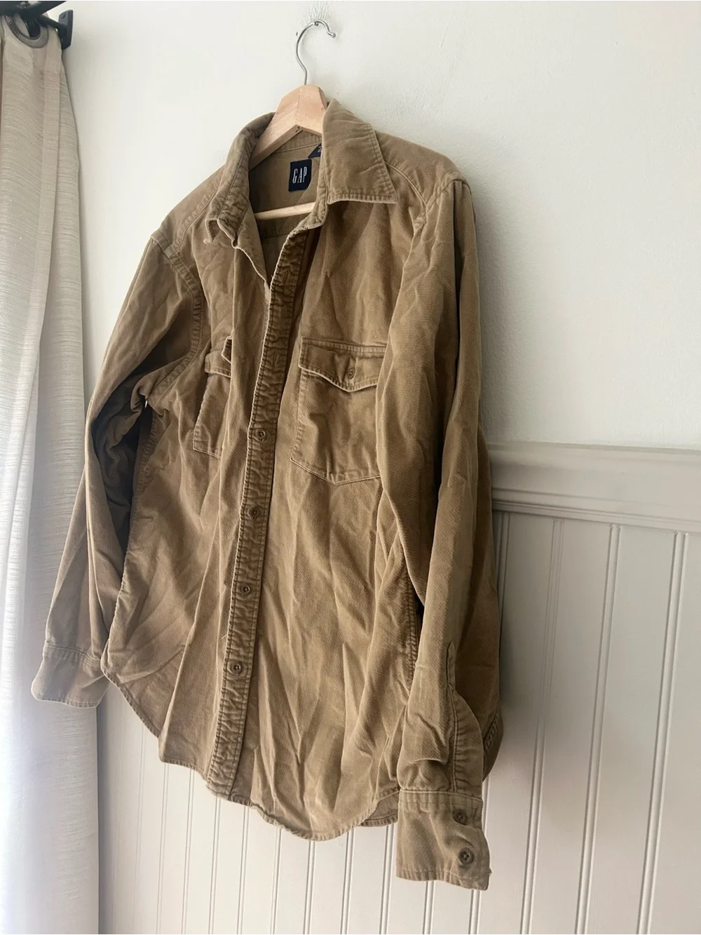 GAP Vintage Men’s Medium Corduroy Shirt Jacket Light Brown Button Down